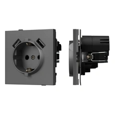 Изображение Механизм розетки с USB зарядкой SCT-TENDO-MUAA-SFPL-GR (230V, 16A) (Arlight, Графитовый soft-touch)